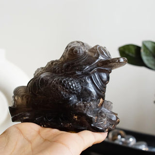 Smoky Quartz Money Toad Carving