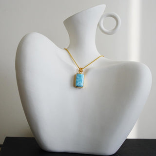 Natural Larimar .925 Sterling Silver Gold Plated Necklace