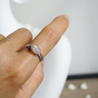 Ethiopian Opal .925 Silver Adjustable Ring