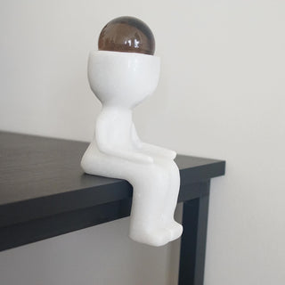 White Aventurine Edge Table Cuphead figure carving