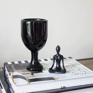 Black Obsidian wine glass carving ( 5.9 inches)