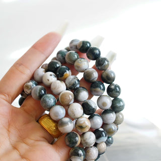 8th Vein Ocean Jasper Beads bracelet ( 12 mm )
