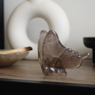 Smoky Quartz Butterfly Carving