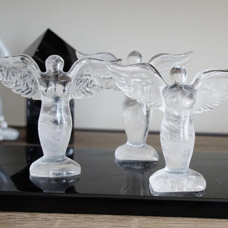 Natural Clear Quartz Goddess with wings carving