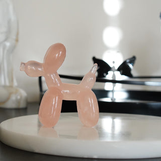 Rose Quartz Balloon Dog carving