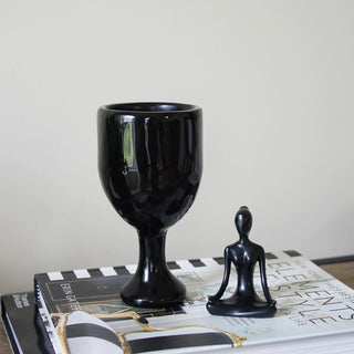 Black Obsidian wine glass carving ( 5.9 inches)