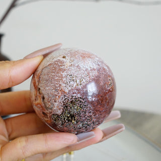 Ocean Jasper sphere with druzy pockets